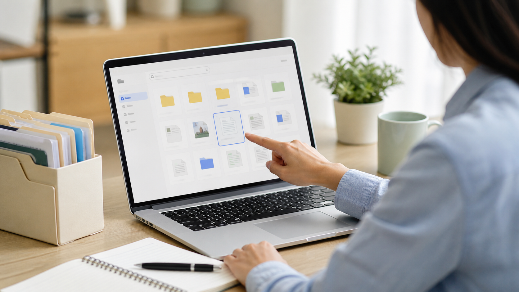 파일 라이브러리에서 Google Drive 문서를 찾아 선택하는 작업 화면